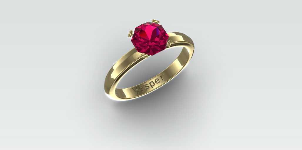 Yellow gold solitaire diamond ring with inner-band engraving